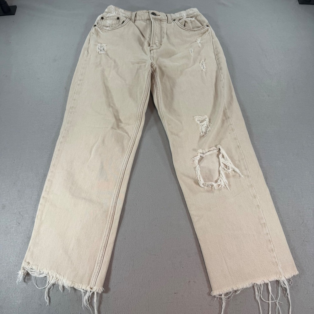 BDG Pax‎ Distressed Wide Leg Jeans Beige Tan W30 L32 Raw Hem